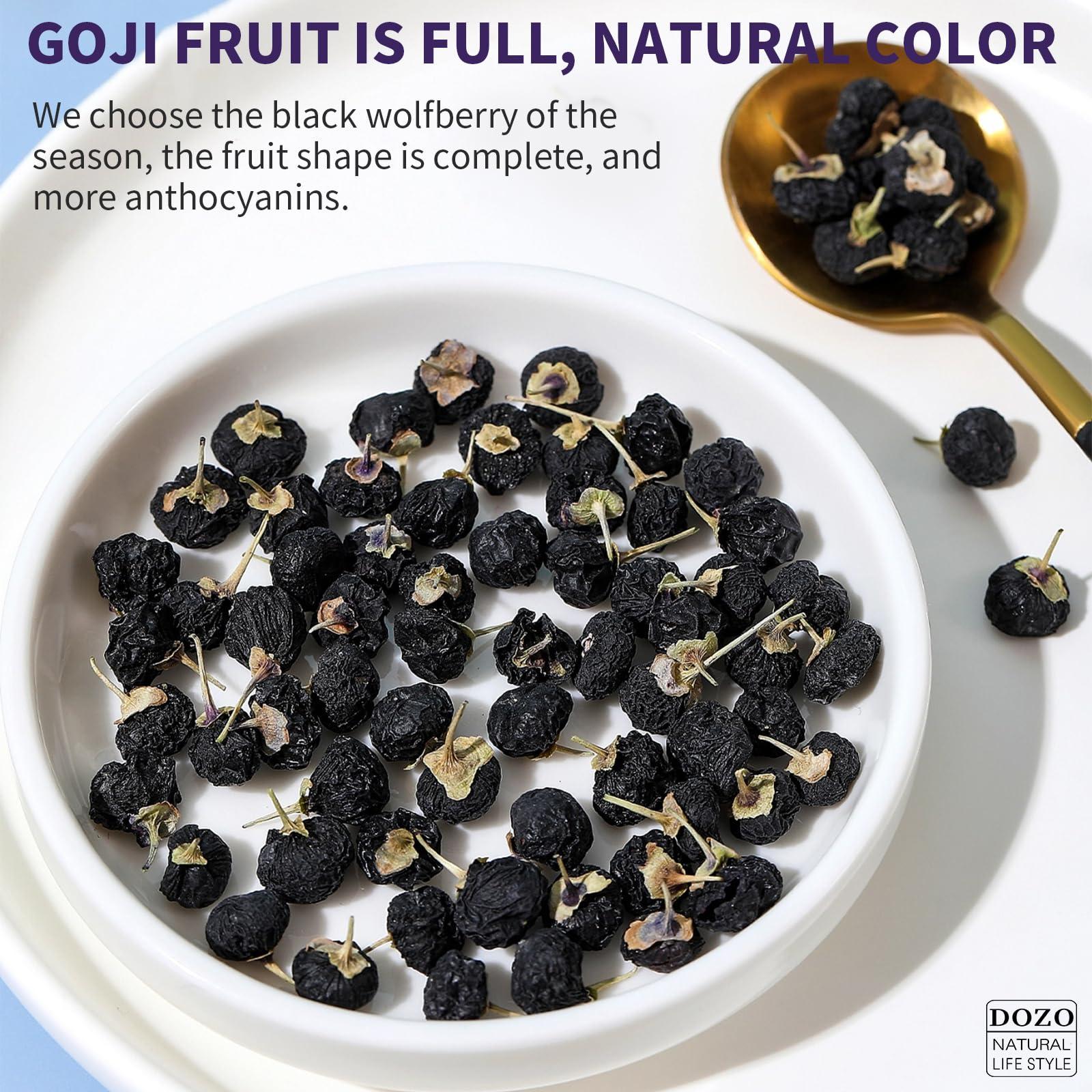 DOZO DOZO Black Goji Berry Black Wolfberry | Dried Goji Berries Fruit Wild Natural Black Goji Berry Tea Fruit Anthocyanin Non-GMO No Additives 10.5oz/300g