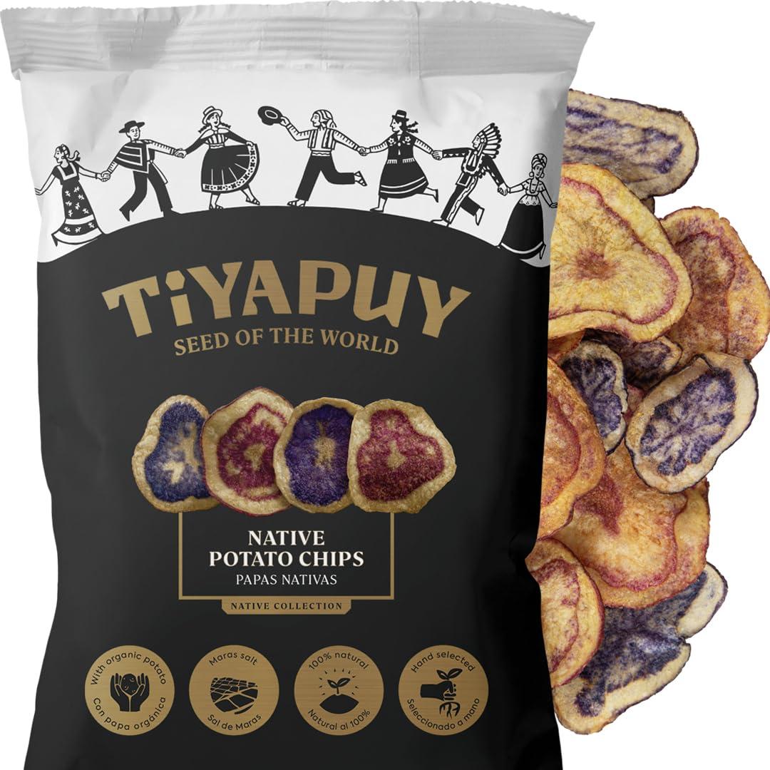 Tiyapuy Tiyapuy Peruvian Mix Native Potato Chips - Naturally Gluten Free Oleic High Oil Organic Potato Healthy Snack - 5.6 Oz, Pack of 5