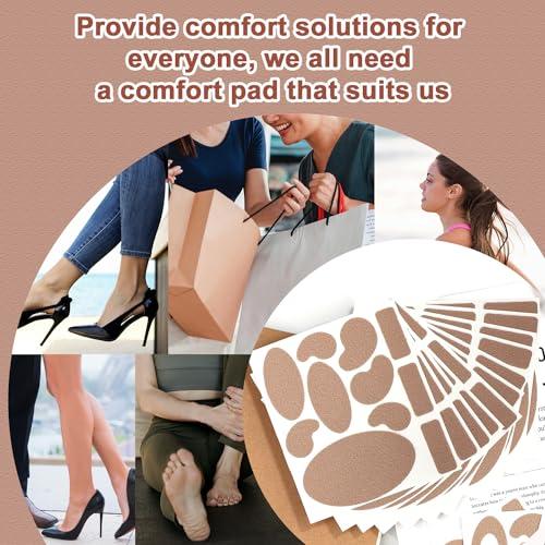 PEUTIER 14 Sheets Moleskin Adhesive Pads, Multi-Shapes Moleskin Tape, Moleskin Strips Prevention Pads Anti-Wear Mole Skin Patch for Feet Heels (Nude Color)