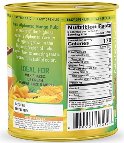 Rani Brand Authentic Indian Products Rani Mango Pulp Puree (Makes Mango Lassi Shakes) Alphonso Sweetened 30oz (1.875lbs) 850g ~ Kosher | All Natural | NON-GMO | Vegan | No colors | Gluten Friendly | Indian Origin