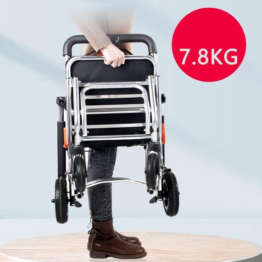 YUSIWOAL Ultra Light Folding Wheelchair Portable Transport Wheelchair Weight Only 18lbs Aluminum Lightweight Boarding Travelling Wheelchair for Seniors