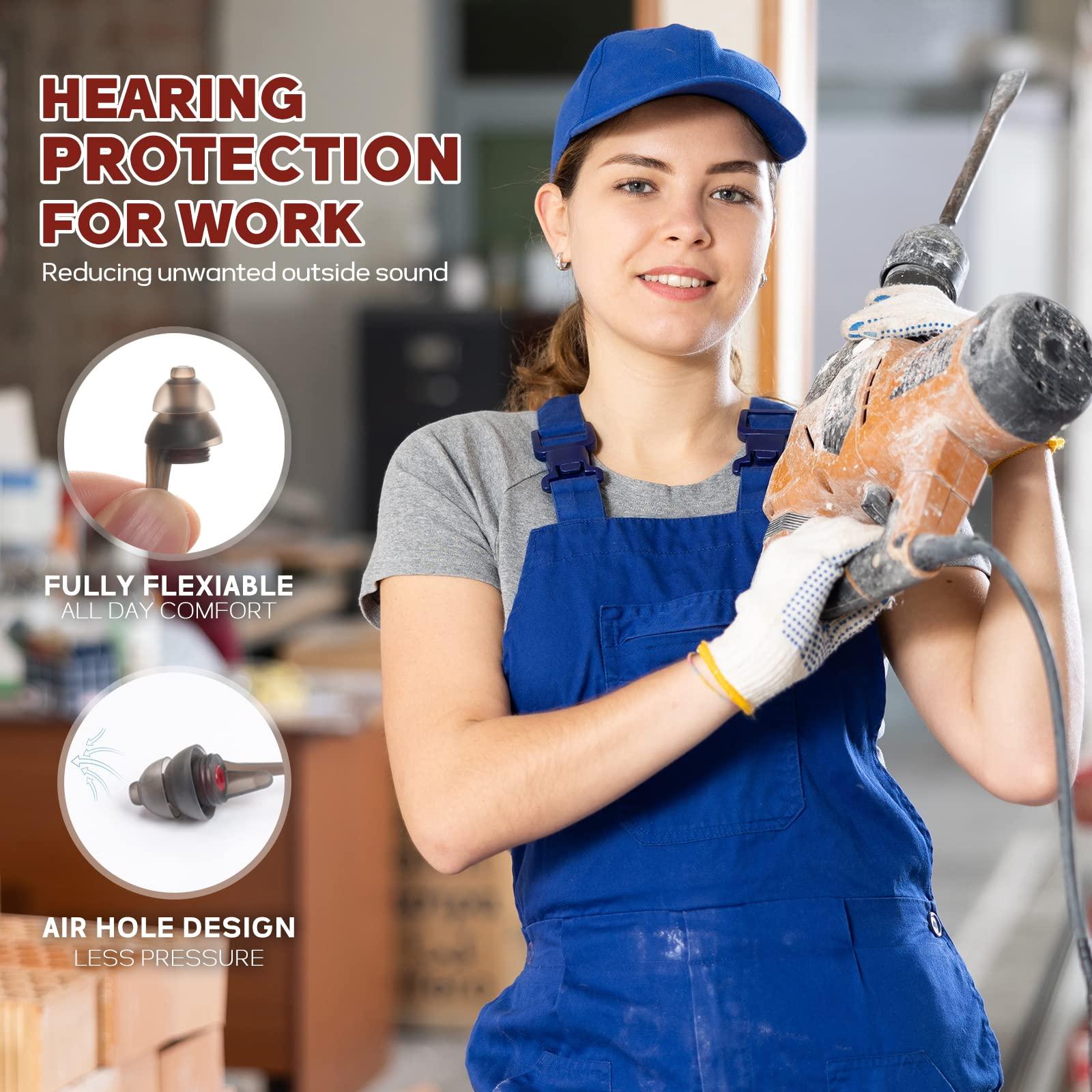 softvox Softvox Corded Ear Plugs for Work 2 Pairs, 100x Reusable Ultra-Comfy Earplugs with Detachable String, Hearing Protection for Shooting Range Construction Mowing Focus Safety, 25 dB Noise Reduction