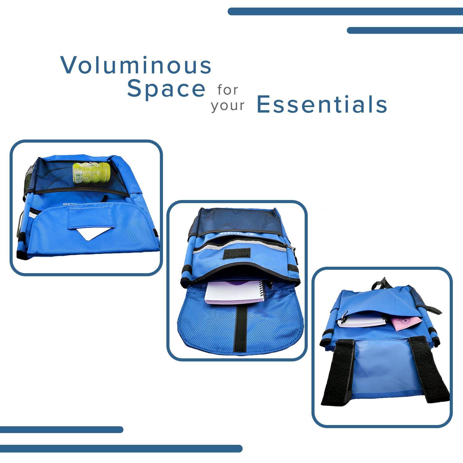 AlveyTech AlveyTech Saddle Bag for Mobility Scooter, Wheelchair, & Power Chair (Large, Blue) - Armrest Accessories Holder for Wheelchairs and Electric Scooters, Side Pouch Storage Organizer, Bags for Adults