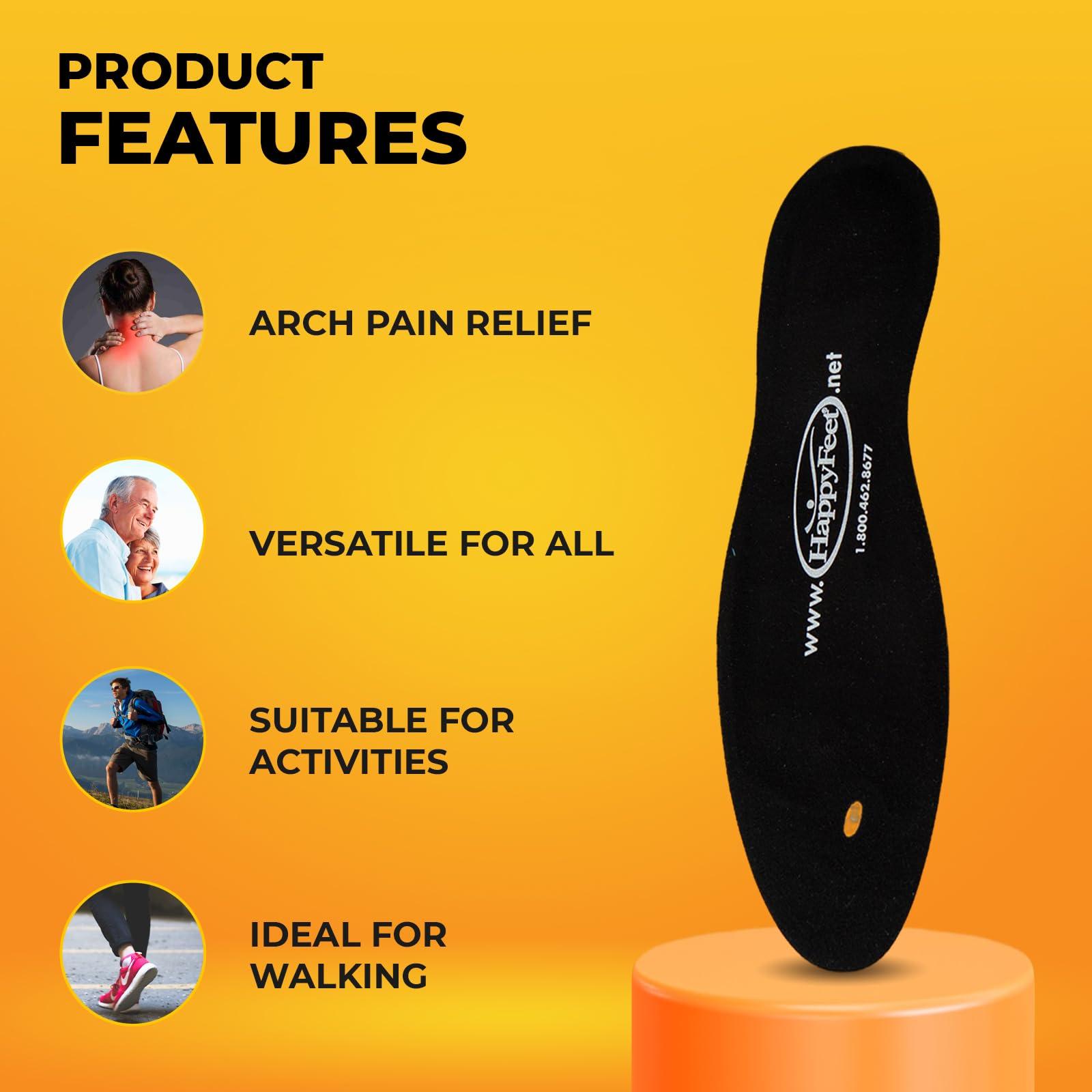 Memory Liquid Happy Feet Insoles, Foot Pain Inserts Plantar Fasciitis Flat Feet Orthotic High Arch Support Gel Insert Shoe Insoles for Mens and Womens