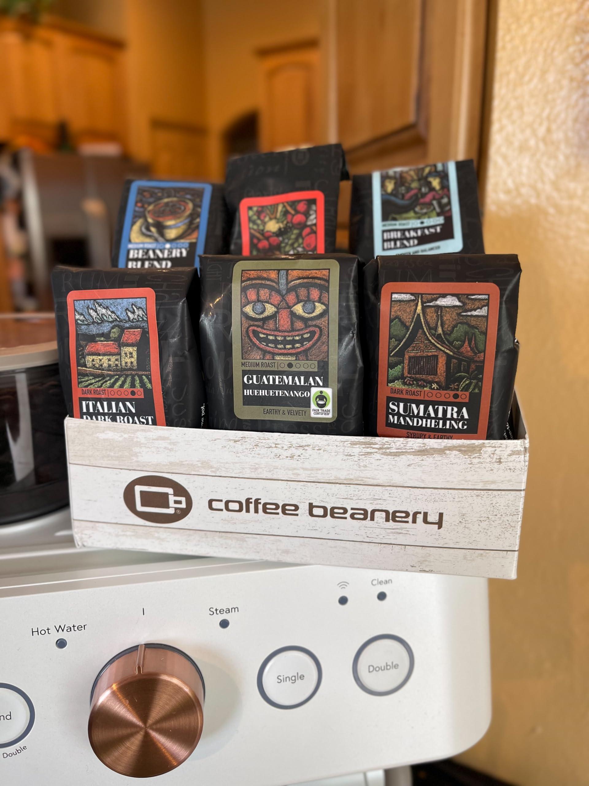 Coffee Beanery Right Roast Coffee Sampler, 6 - One Pot Sample Bags of coffee, light, medium and dark roasts