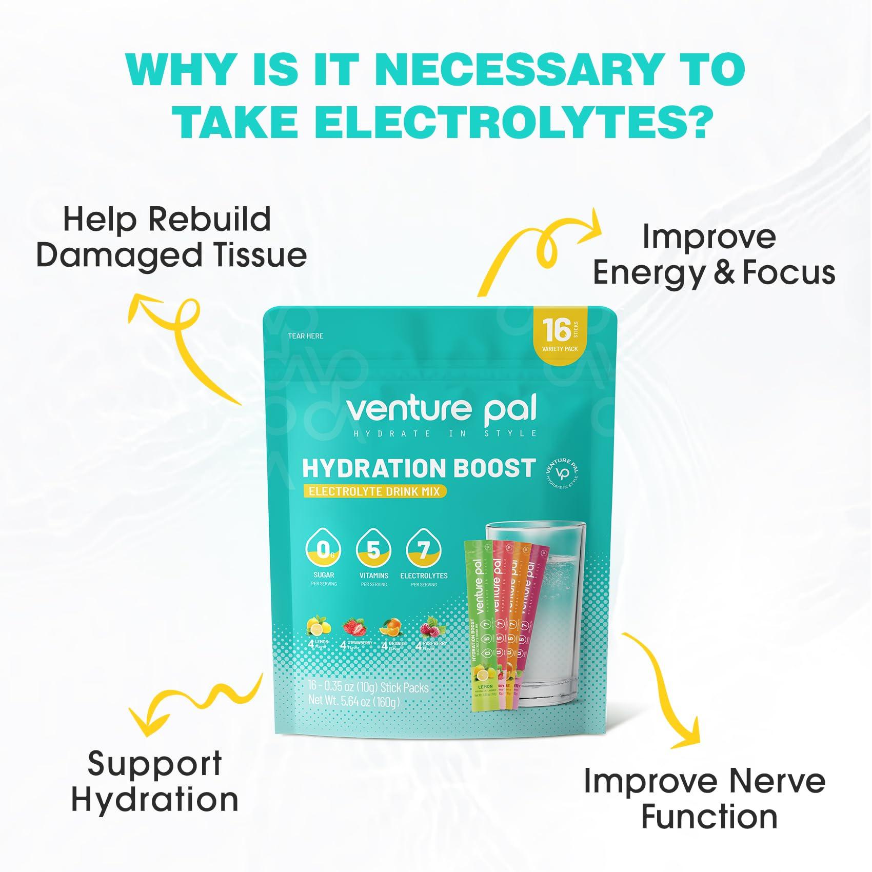 Venture Pal Venture Pal Sugar Free Electrolyte Powder Packets & Chewable Fast-Melt Electrolyte Tablets, Sport Electrolyte for Running Hiking Cycling Sports Nutrition
