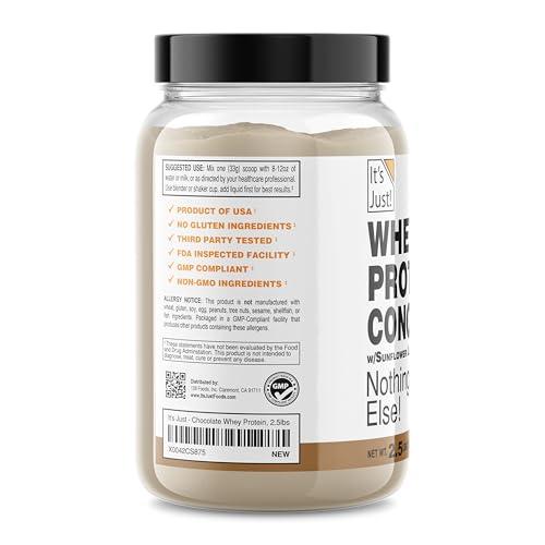 It\'s Just! It\'s Just! - 100% Whey Protein Concentrate, Made in USA, Premium WPC-80, Natural Cocoa Powder (2.5 Pound, Chocolate)