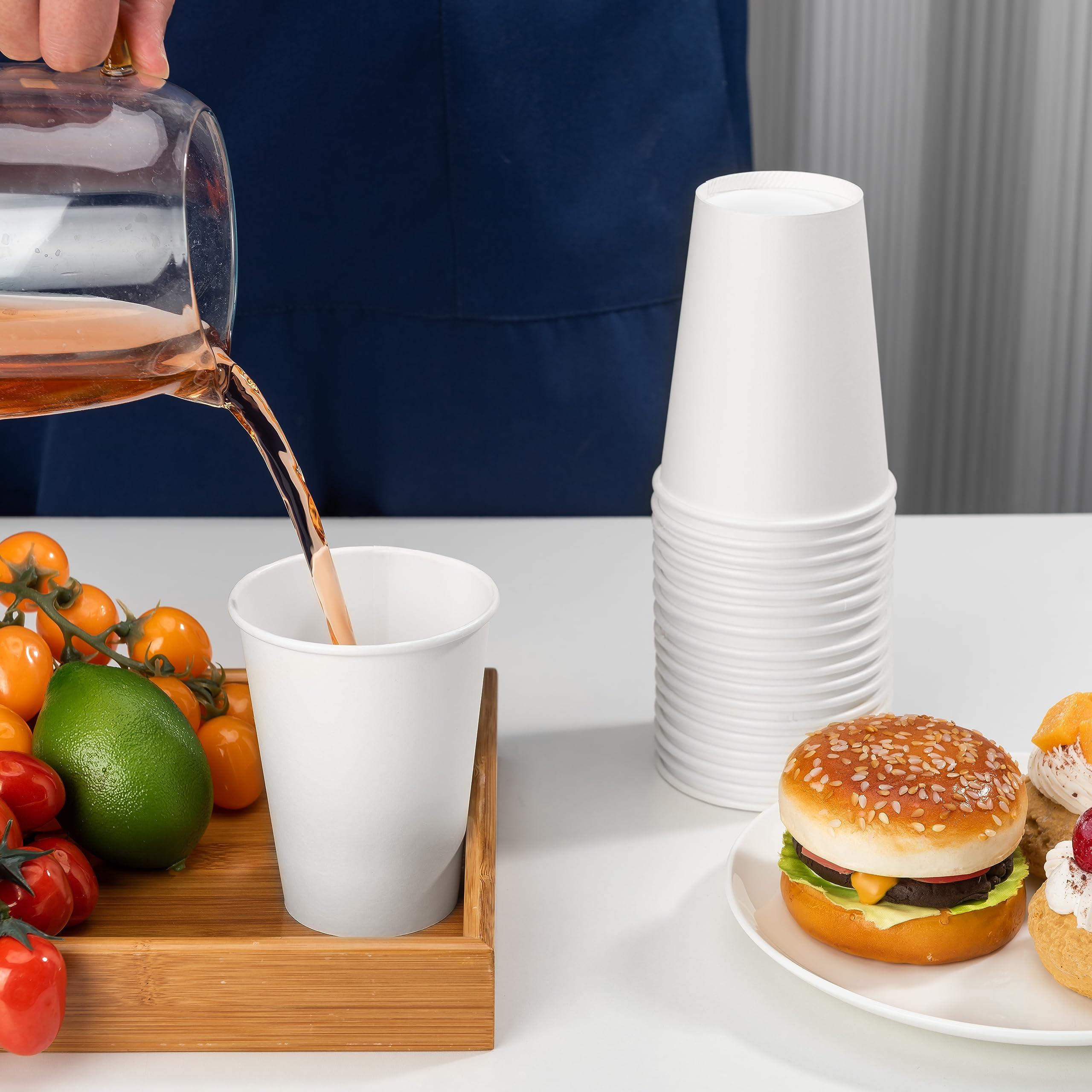 METAPRINT METAPRINT 12 oz Disposable Paper Coffee Cups [300 Pack], White Hot Coffee Cups, Paper Coffee Cups 12 oz, Thickened Design for Cafes, Bistros, Parties, and Events