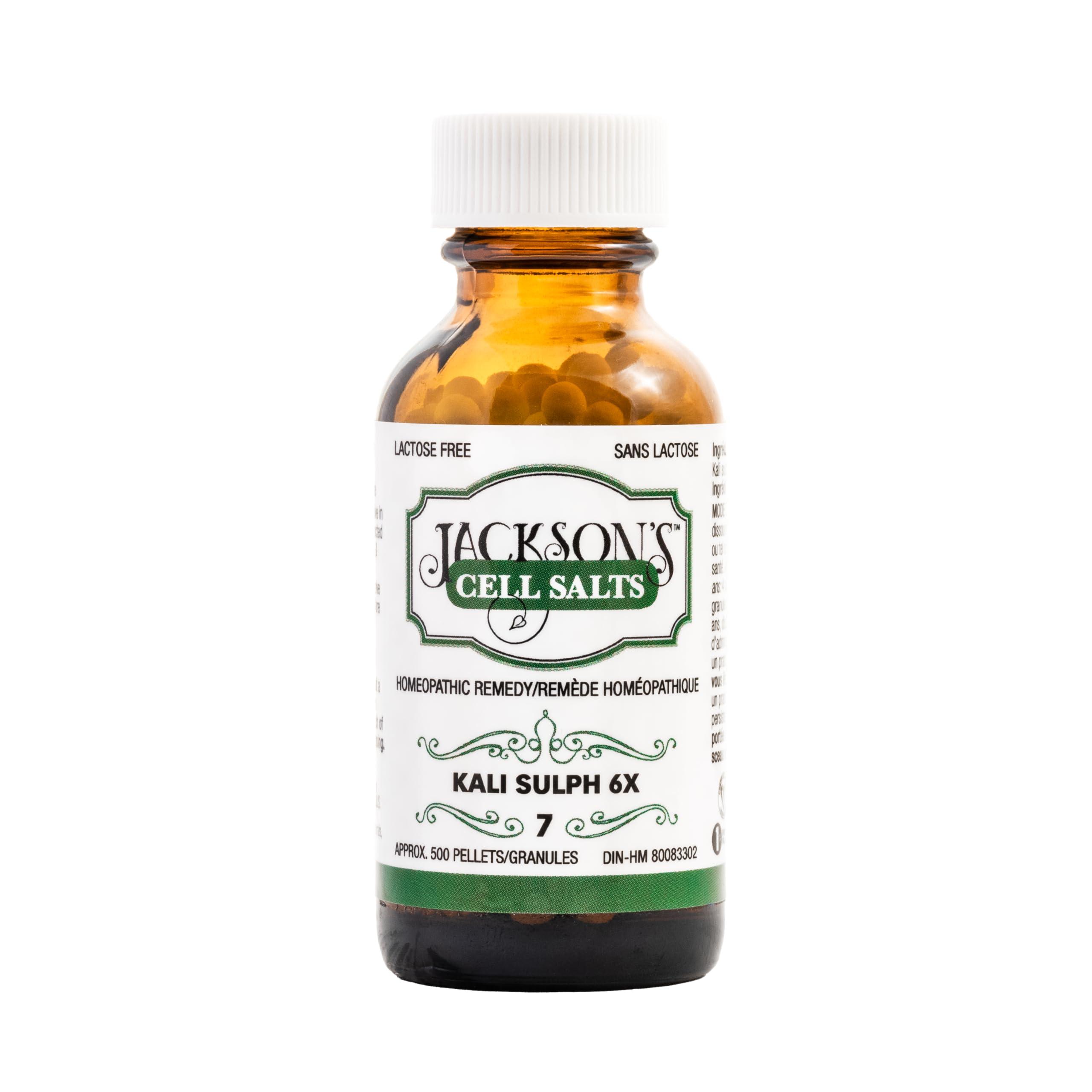 Jackson's Jacksons Cell Salt #7 Kali sulph 6X (500 Pellet Bottle) Certified Vegan, Lactose-Free Kali sulphuricum 6X