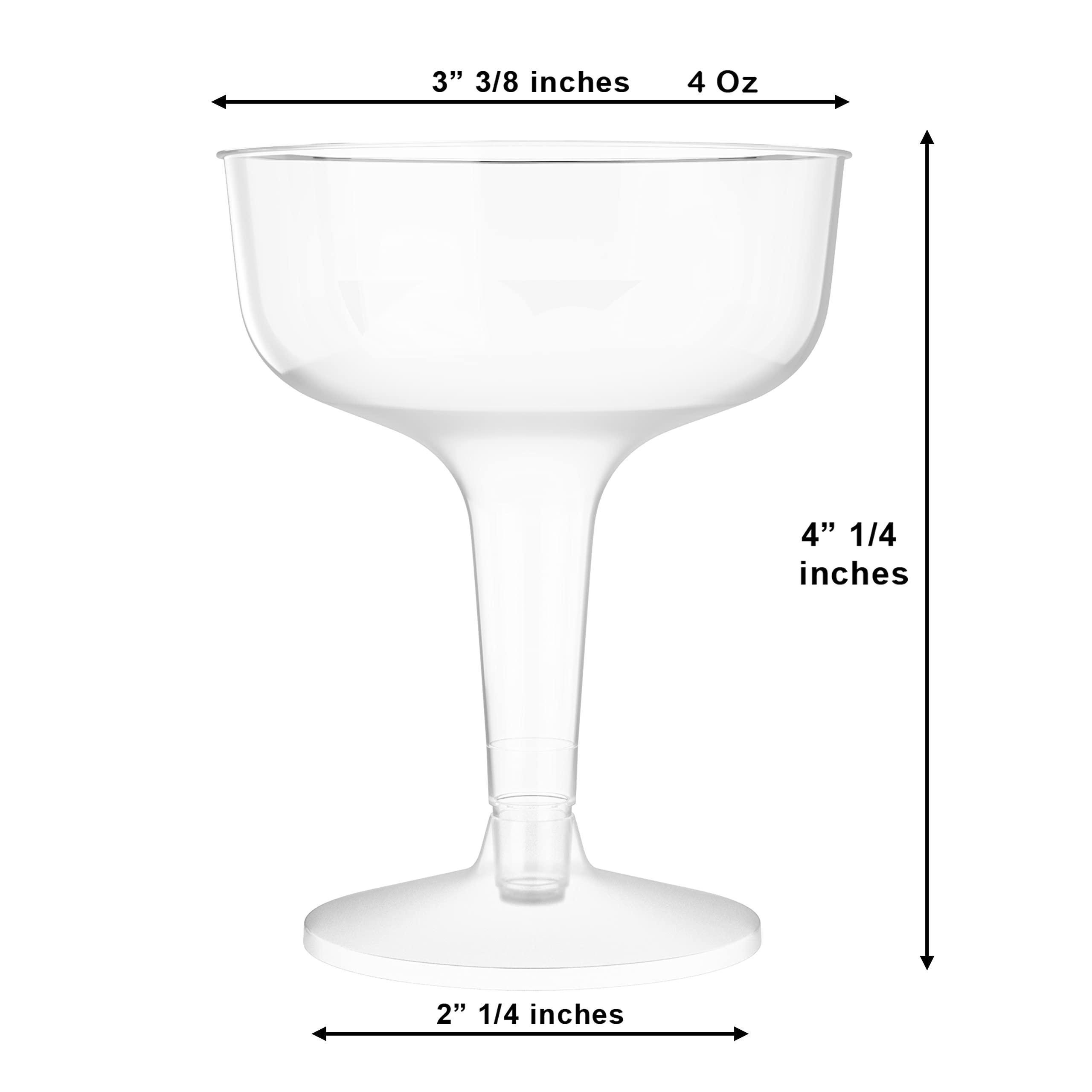 Exquisite Exquisite Plastic Champagne Coupe Glasses Set -96 Pack 4 Oz. - Crystal Clear Disposable Champagne Glasses With Stem - Plastic Champagne Glasses Disposable - Ideal For Weddings, Birthdays, And Parties