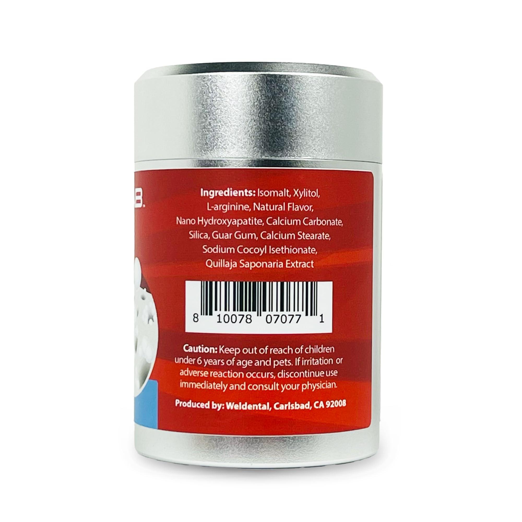 WELdental Weldental Chewtab Sensitive Whitening Toothpaste Tablets with L-arginine and Nanohydroxyapatite, 60 Count, Peppermint Flavor