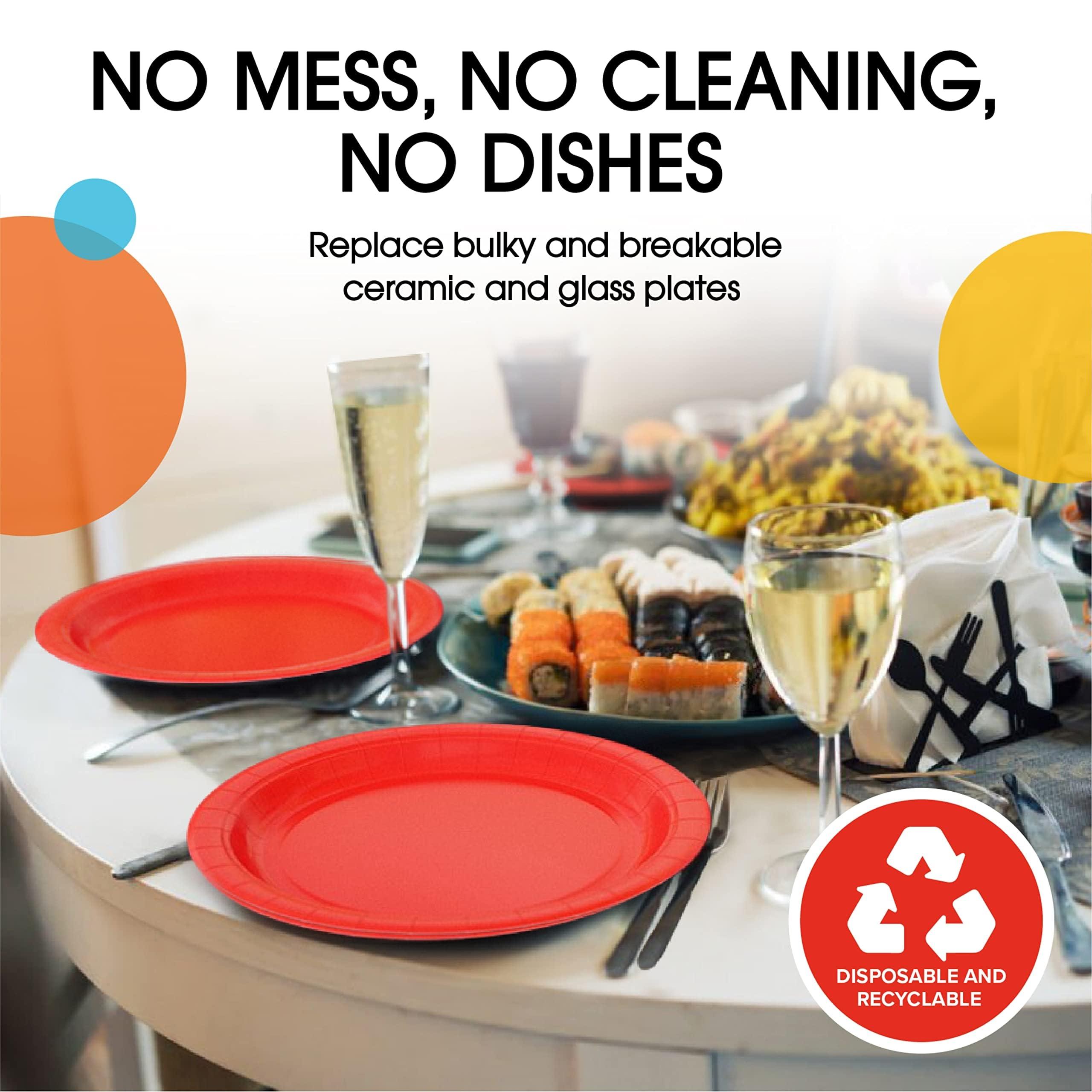 Exquisite Exquisite Red Paper Plates 7 Inch Heavy Duty Paper Plates 100 Pcs Red Disposable Plates, Paper Plates Disposable Heavy Duty 350 GSM Disposable Plates For Party, Red Plates For Party