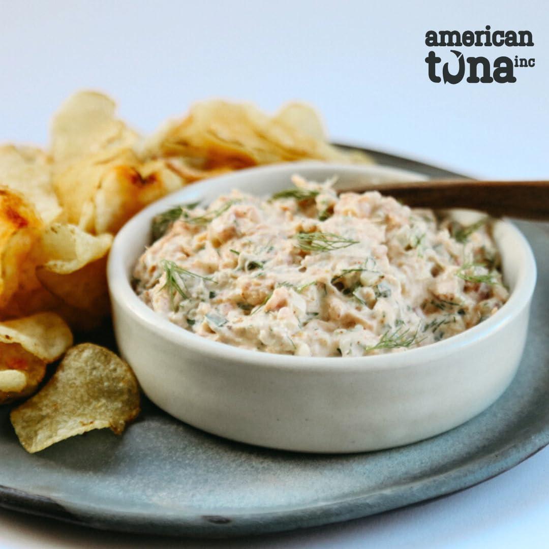 American Tuna Wild Albacore Tuna Fish by American Tuna - with Sea Salt, MSC Certified, Sustainable One by One Pole Wild Caught Fish - 6 oz cans | Pack of 12 | Premium Canned Tuna for Health and Flavor Enthusiasts!