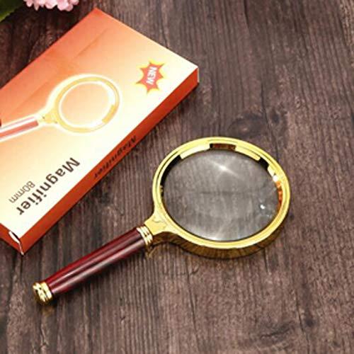 sontakukou Portable Handheld 10X Magnifier Glasses with Rosewood Handle Reading Magnifier (80mm/3.15inch)