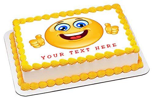 Edible Prints On Cake Thumb Up Emoji - Edible Cake Topper - 7.5" x 10" (1/4 sheet) rectangular