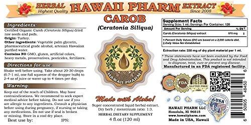 HawaiiPharm Carob Liquid Extract, Organic Carob (Ceratonia Siliqua) Tincture Supplement 15x4 oz