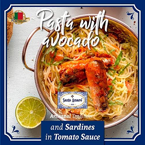 Santo Amaro Santo Amaro - Authentic European Sardines in Tomato Sauce from Puree, Hand-packed Canned Sardines in Tomato Sauce from Portugal, Wild Caught Portuguese Sardines, 23g Protein, Paleo, Dash, Pack of 3