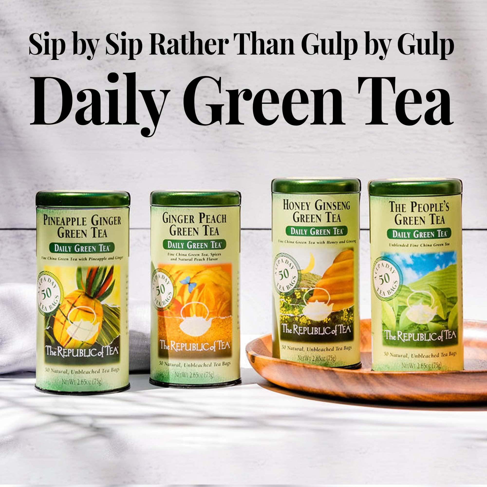 The Republic of Tea The Republic of Tea Honey Ginseng Green Tea, 50 Tea Bags, Relaxing Chinese Green Tea Gourmet Blend