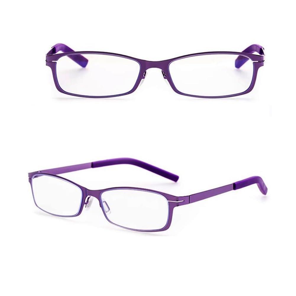 Generic Lightweight Reading Glasses for Women Men, Narrow Metal Frame Computer Readers, Blue Light Blocking Glasses (Color : Purple, Size : 1.0x)