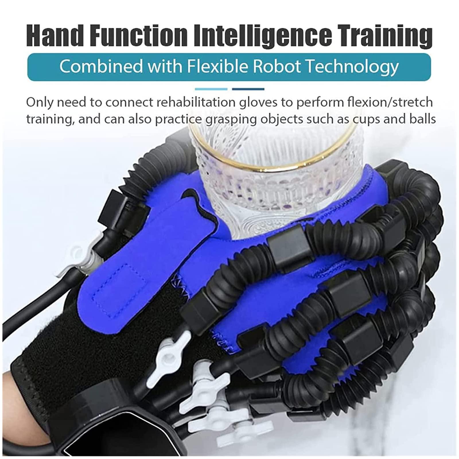 Susisang Both Hands Rehabilitation Robot Gloves Electric Glove Finger Orthoses Soft Resting Hand Splint for Flexion Contracture LCD Touch Screen/Timing/Intensity Can Be Adjusted (M)