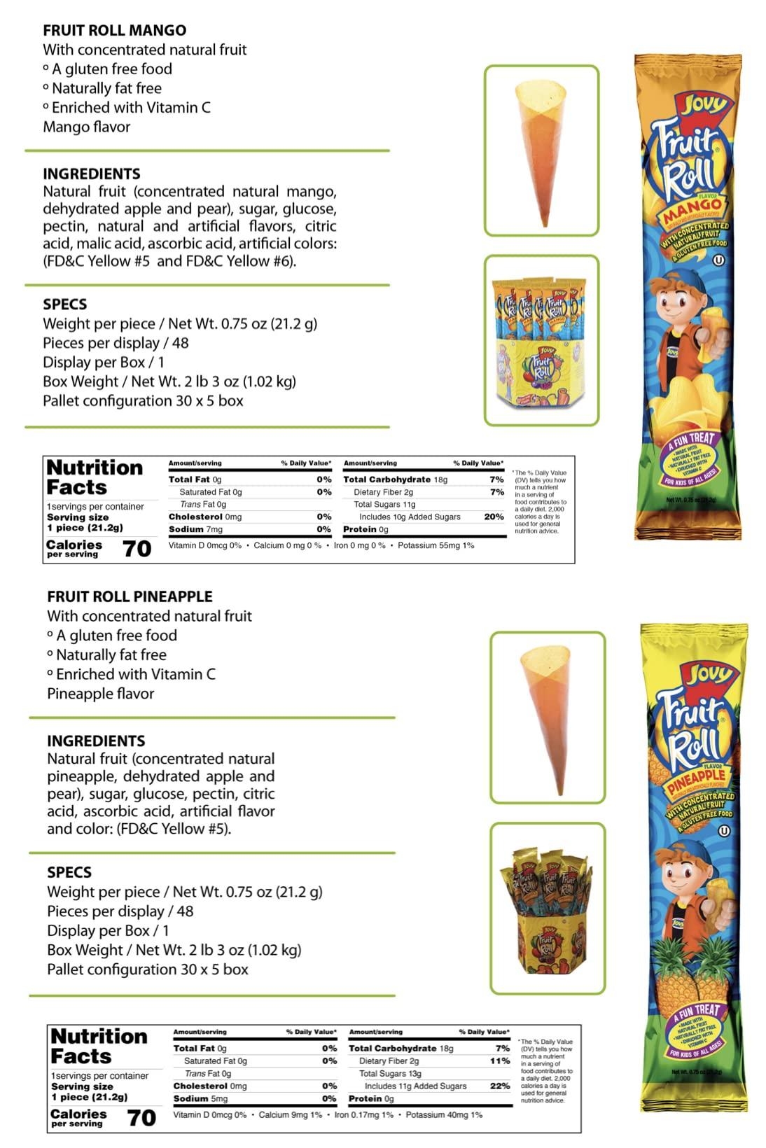 COMBO BREAKER JOVY FRUIT ROLL Variety Pack 10 Flavors - Healthy Snack Made with Natural Fruit, Fat Free, Gluten Free, Enriched with Vitamin C |20 Count, 0.75 oz each