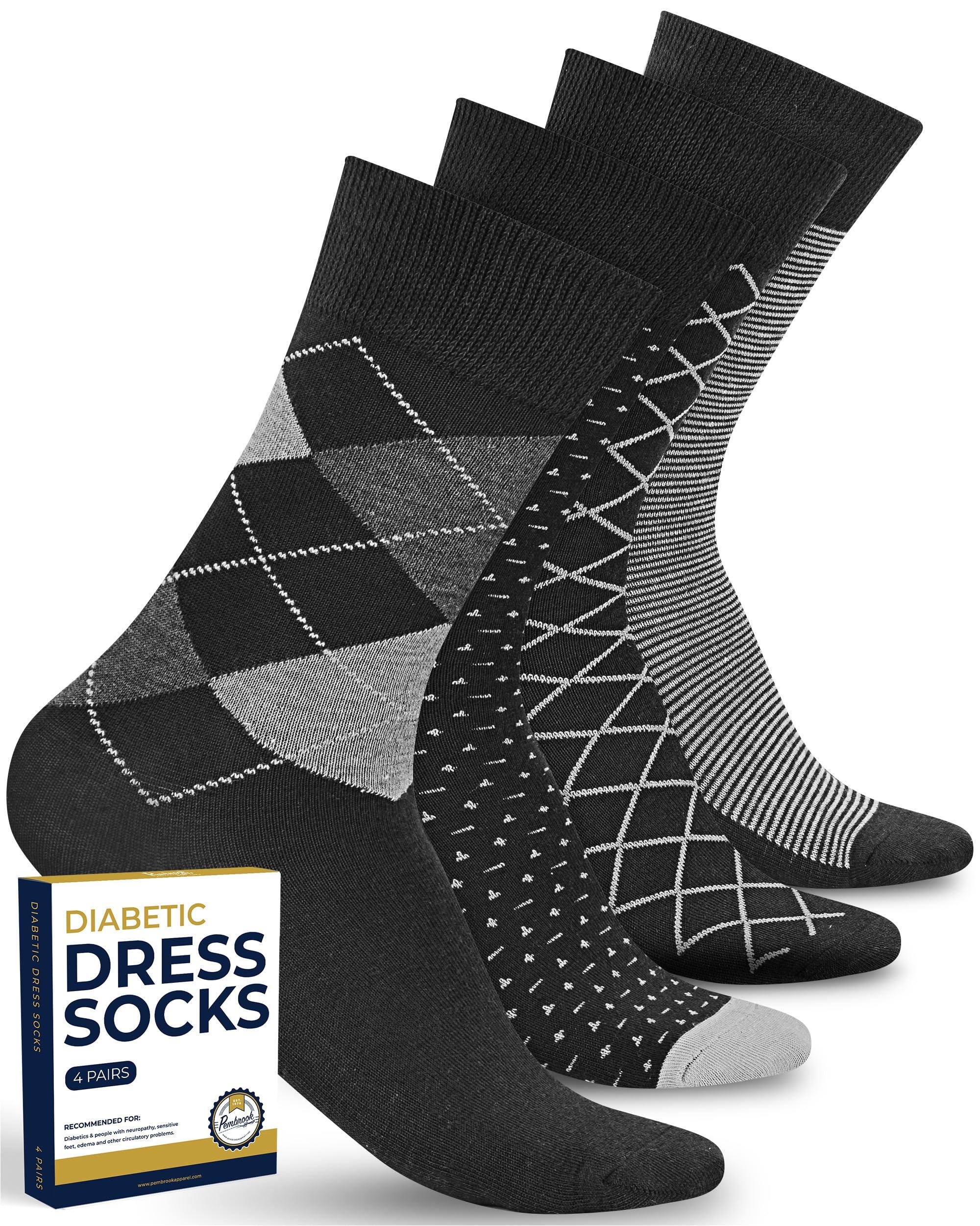 Pembrook Pembrook Diabetic Dress Socks for Men - 4 Pairs Odor Free Thin Diabetic Socks for Men Work | Thin Socks Men