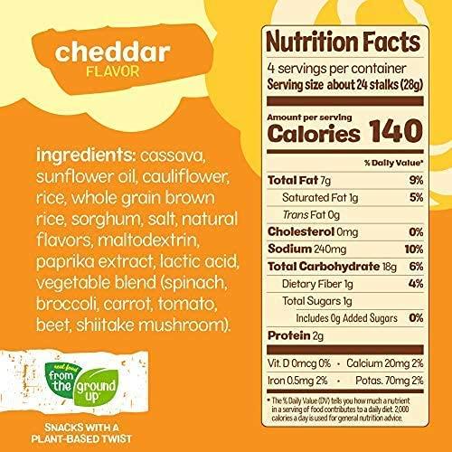 REAL FOOD FROM THE GROUND UP Real Food From The Ground Cauliflower Stalks - 6 Count, 4oz Bags (Cheddar)
