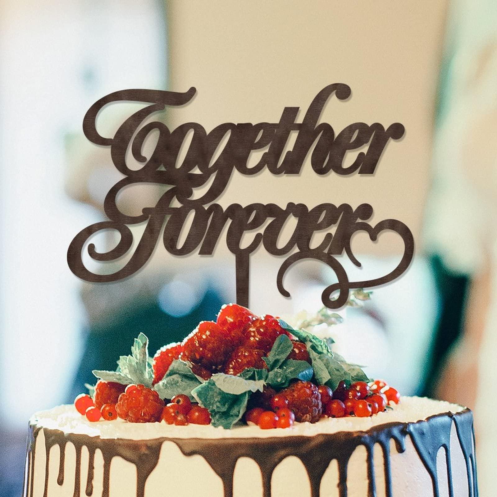 YJHLBHDIAN Together Forever Cake Toppers Anniversary Cake Toppers Mr & Mrs Wedding Cake Topper Married Cake Topper Rustic Wedding Gift Custom Last Name Cake Decorations Wood Brown Cake Topper