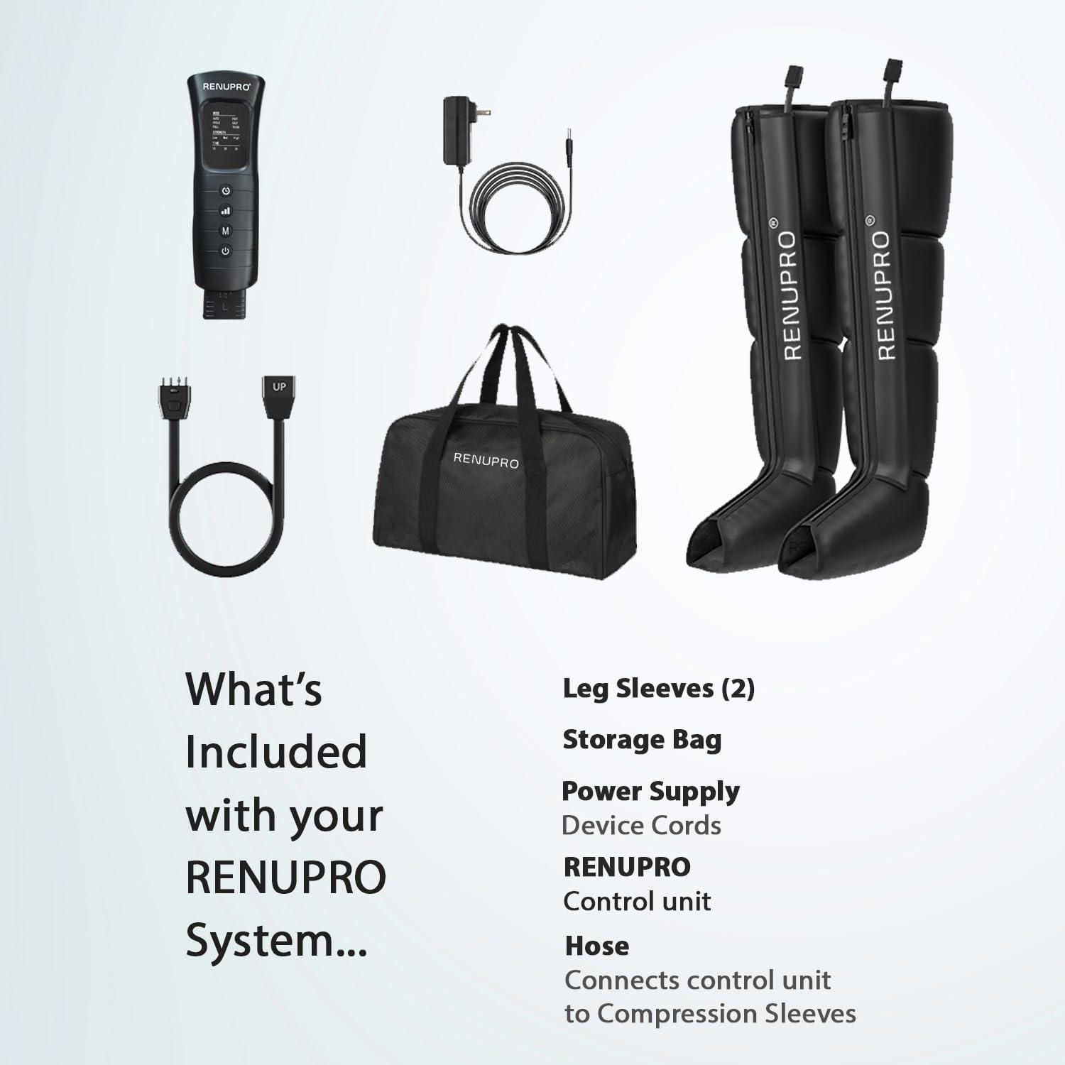 RENUPRO RENUPRO Professional Leg Massager Recovery System, Dynamic Air Compression for Circulation Improvement and Faster Recovery, Sequential Compression Device for Athletes USA Owned