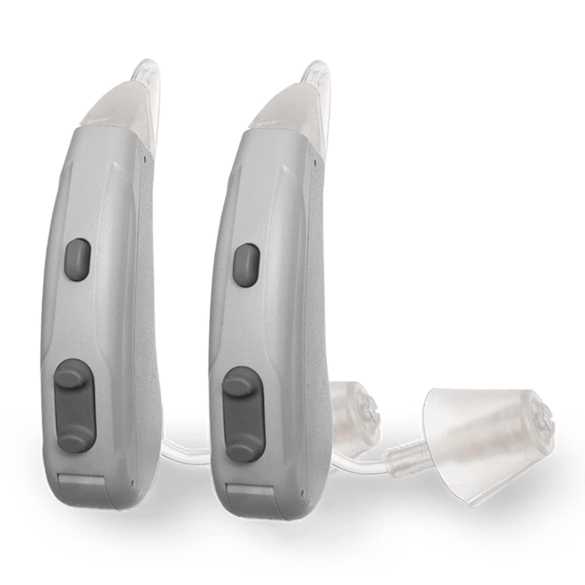 Lexie Lexie Lumen Self-Fitting OTC Hearing Aids - Bluetooth Enabled with Invisible Fit, Directional Microphones, Smartphone App Control, Replaceable Batteries, for Mild to Moderate Hearing Loss (Gray)