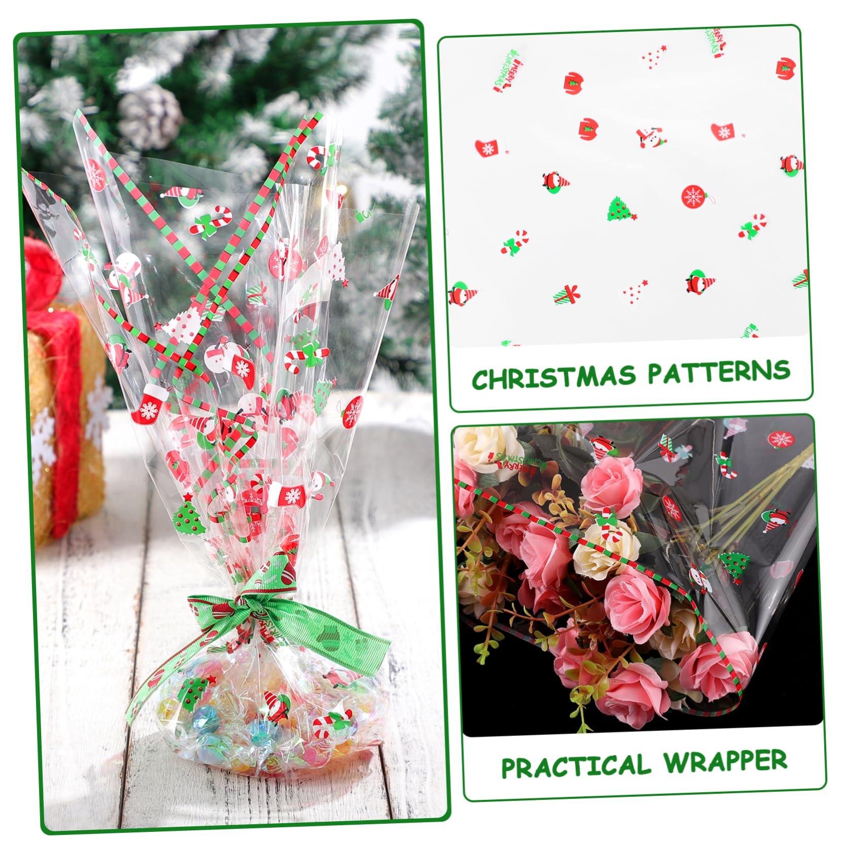 PRETYZOOM PRETYZOOM 100FT Christmas Cellophane Wrap Roll 2.5 Mil Cellophane Wrapping Paper to Christmas Flower Baskets Arts Crafts Christmas Party Flower Gift Baskets Food Arts Crafts