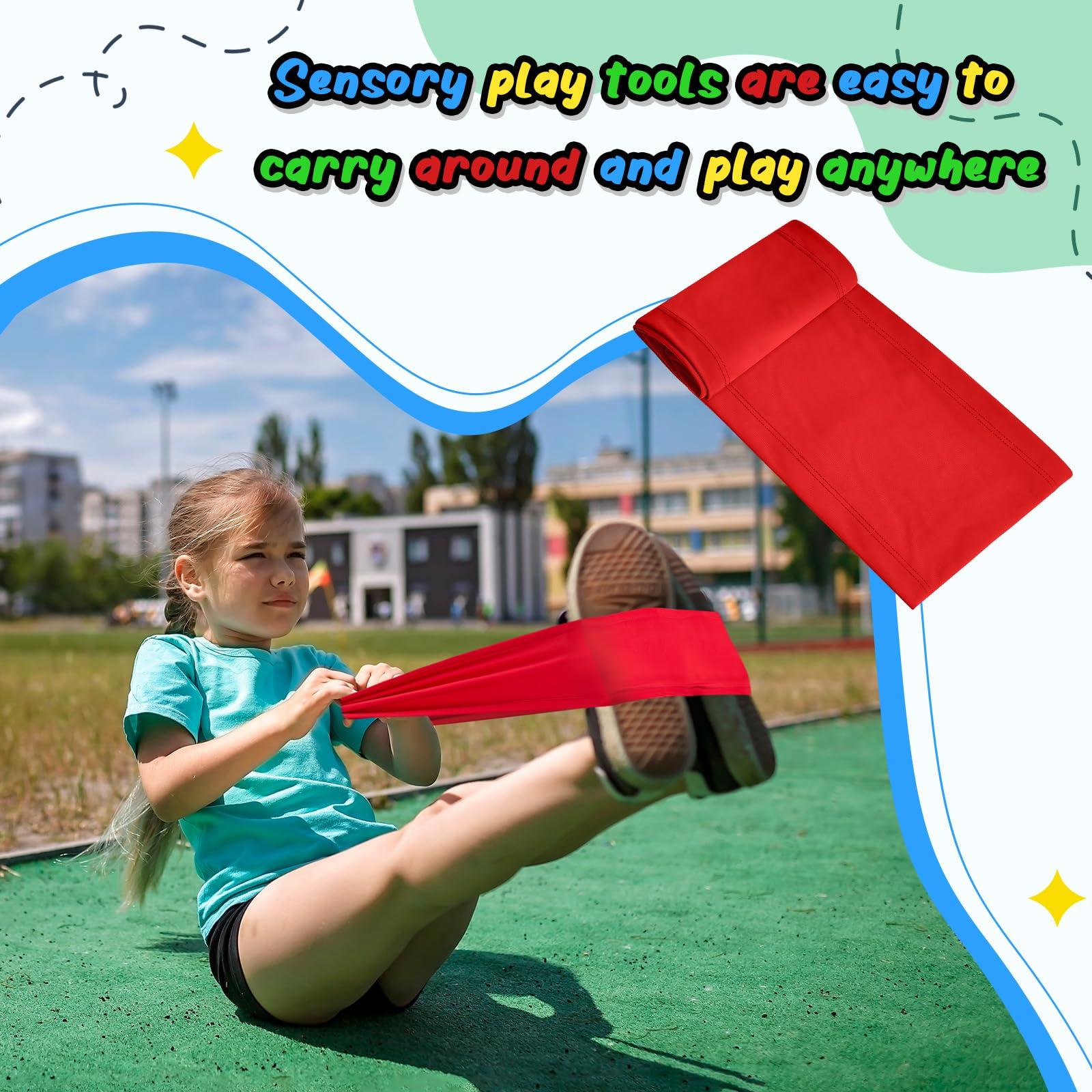 Wesnoy Wesnoy 4 Pcs Stretch Band Sensory Focus Tool 30\'\' Kids Resistance Band Stretches to 60\'\' Calming Fidget Bands for Chair Games School Supplies (Multicolor)