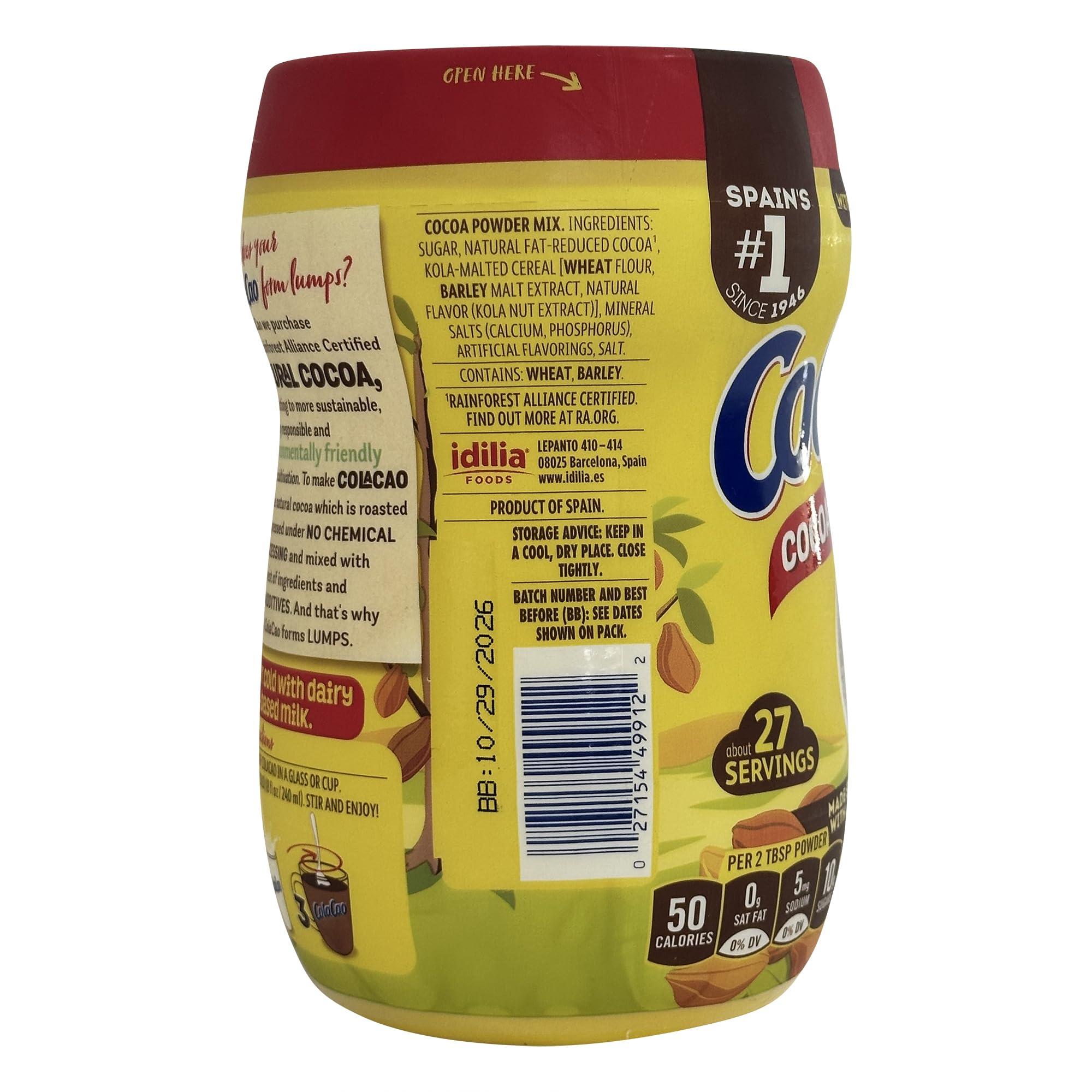 Cola Cao Cola Cao Cocoa Powder Mix 13.8 oz (390 g) per unit 1 PACK. Colacao chocolate drink mix. Colacao original Espaa. Natural Cocoa with no additives. About 27 servings per unit. (1)