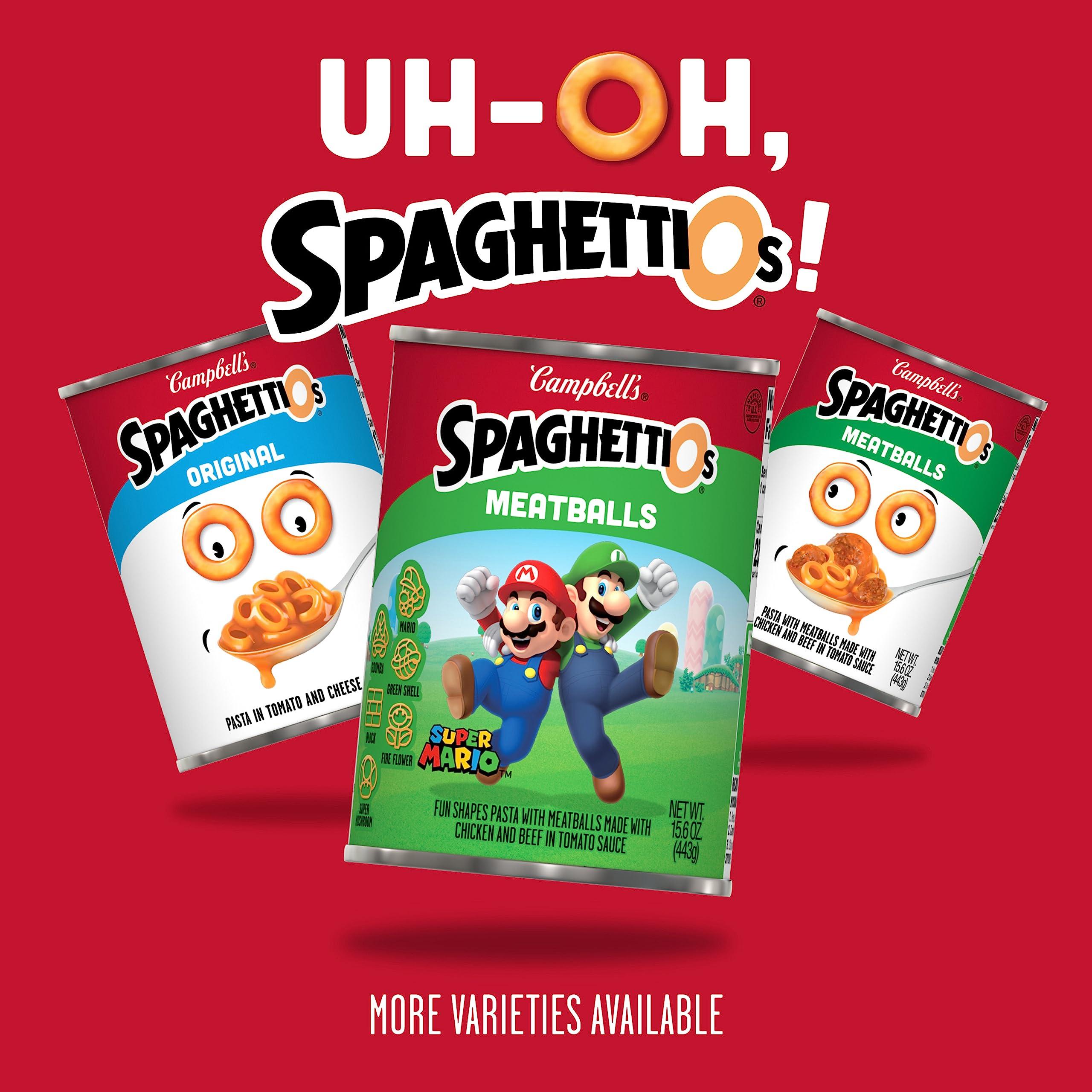 SpaghettiOs SpaghettiOs Super Mario Bros Canned Pasta with Meatballs, 15.6 oz Can (Pack of 3)