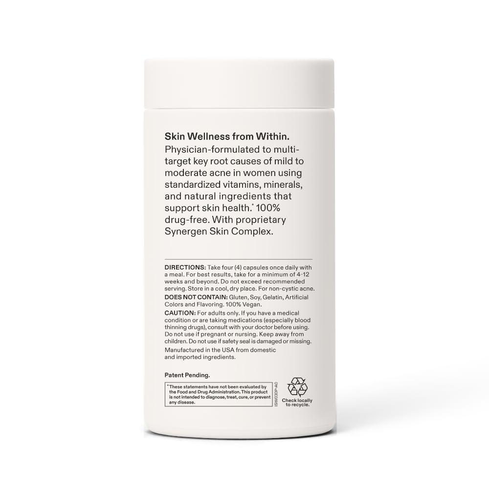 Nutrafol Nutrafol Clear Skin Acne Supplement for Women, Clinically Tested for Clearer, Smoother Skin, Physician-Formulated, Vegan - 1-Month Supply, 1 Pouch