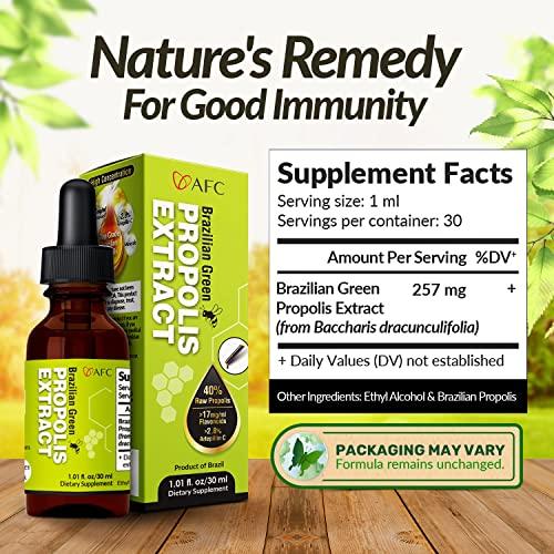 AFC AFC Japan Brazilian Green Propolis Extract – Highest Artepilin C (>2.8% or >28mg/ml) & Flavonoids (>17mg/ml), Premium Quality, for Immune Booster, Tincture, Concentrated Liquid