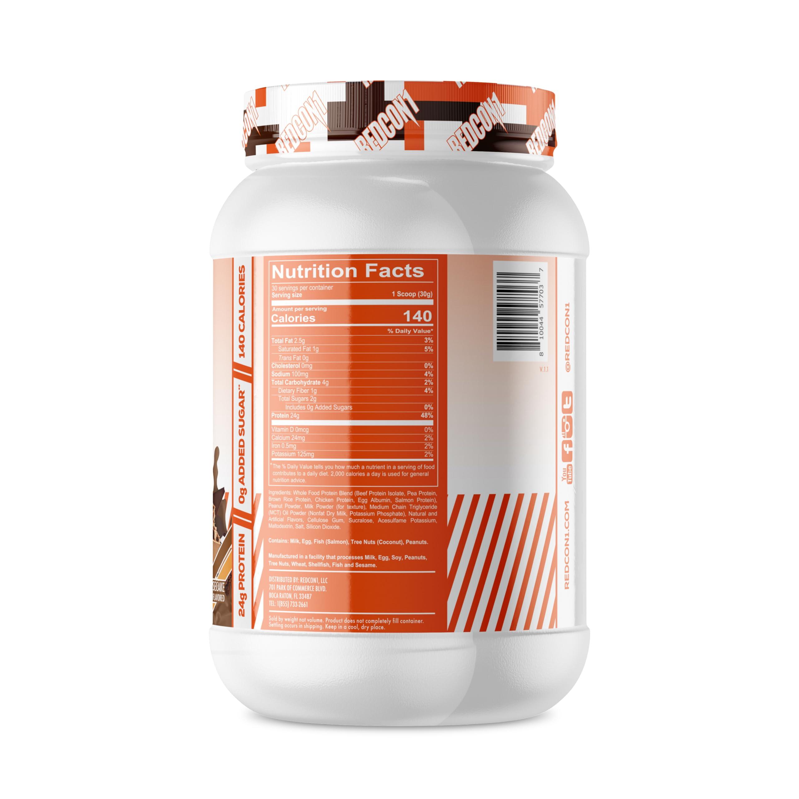 REDCON1 REDCON1 MRE Lite Whole Food Protein Powder, Juniors, Peanut Butter Chocolate Cheesecake - Low Carb, Whey Free Meal Replacement with Animal Protein Blends & MCT Oils - Easy to Digest (30 Servings)