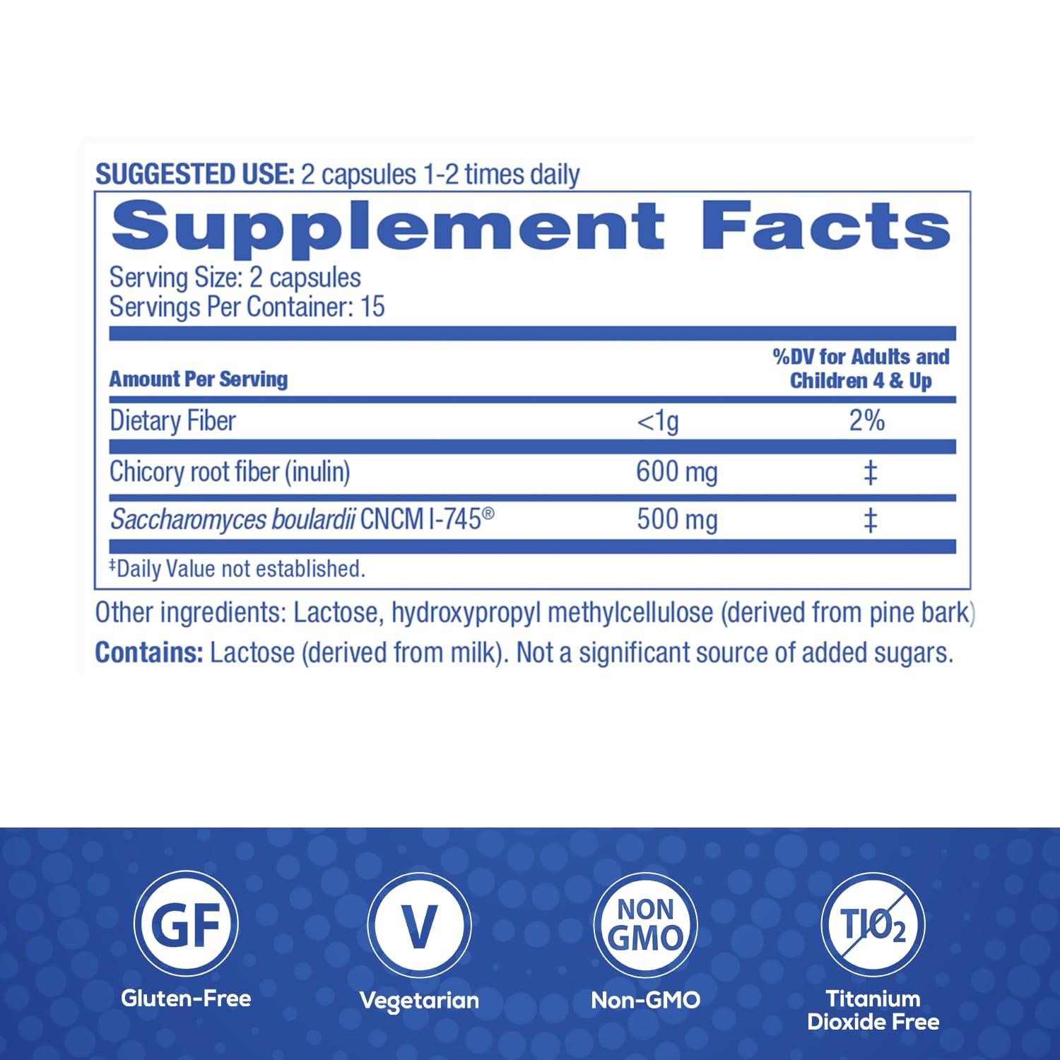 Florastor Florastor Select Pro + Pre Daily Probiotic & Prebiotic Supplement for Women and Men, Boosts Good Bacteria, Saccharomyces Boulardii CNCM I-745 (30 Capsules) (Pack of 1)