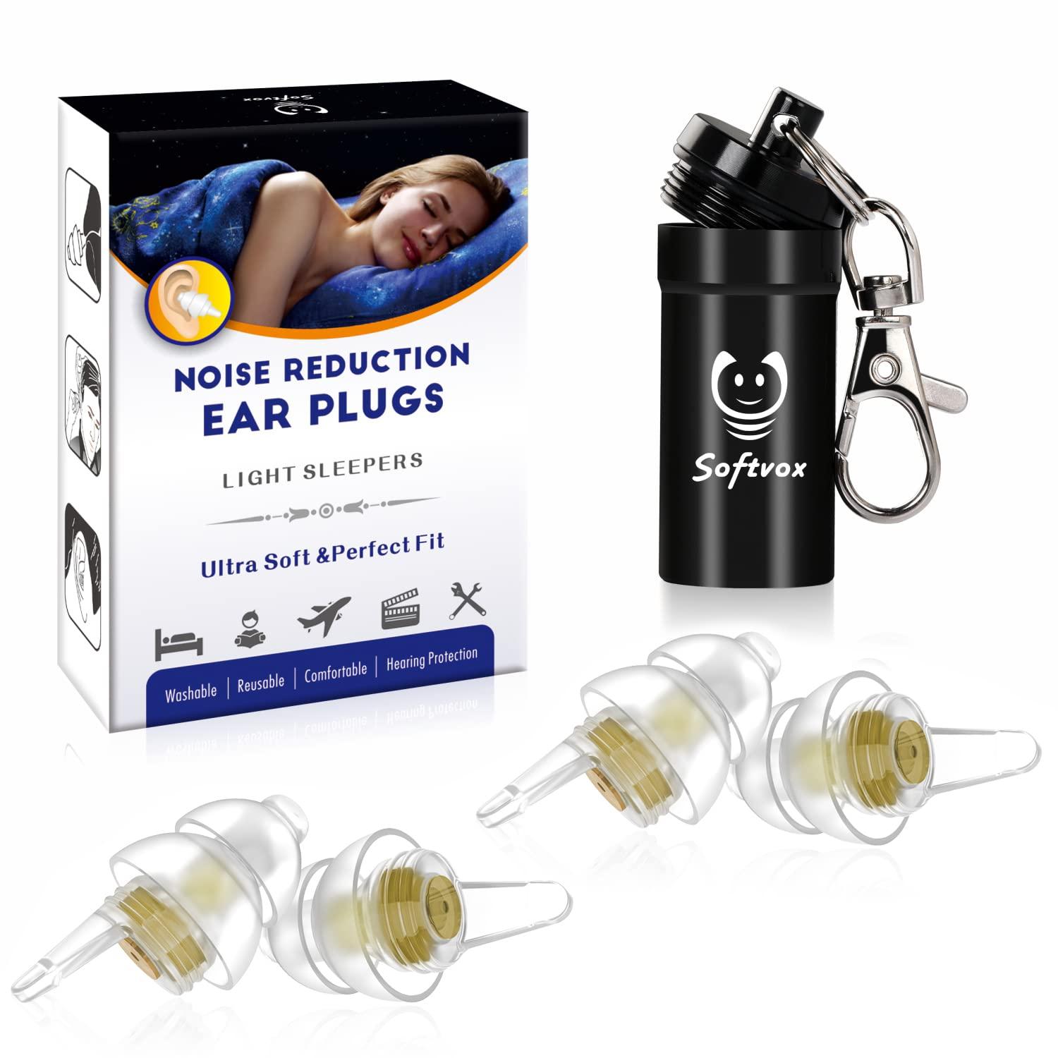 softvox softvox Small Ear Plugs 2 Pairs, Soft Silicone Noise Reduction Earplugs for Adults Kids 12+, Sound Blocking Earbuds for Sleeping, Snoring, Work, Concerts, Music,Travel,Motorcycle