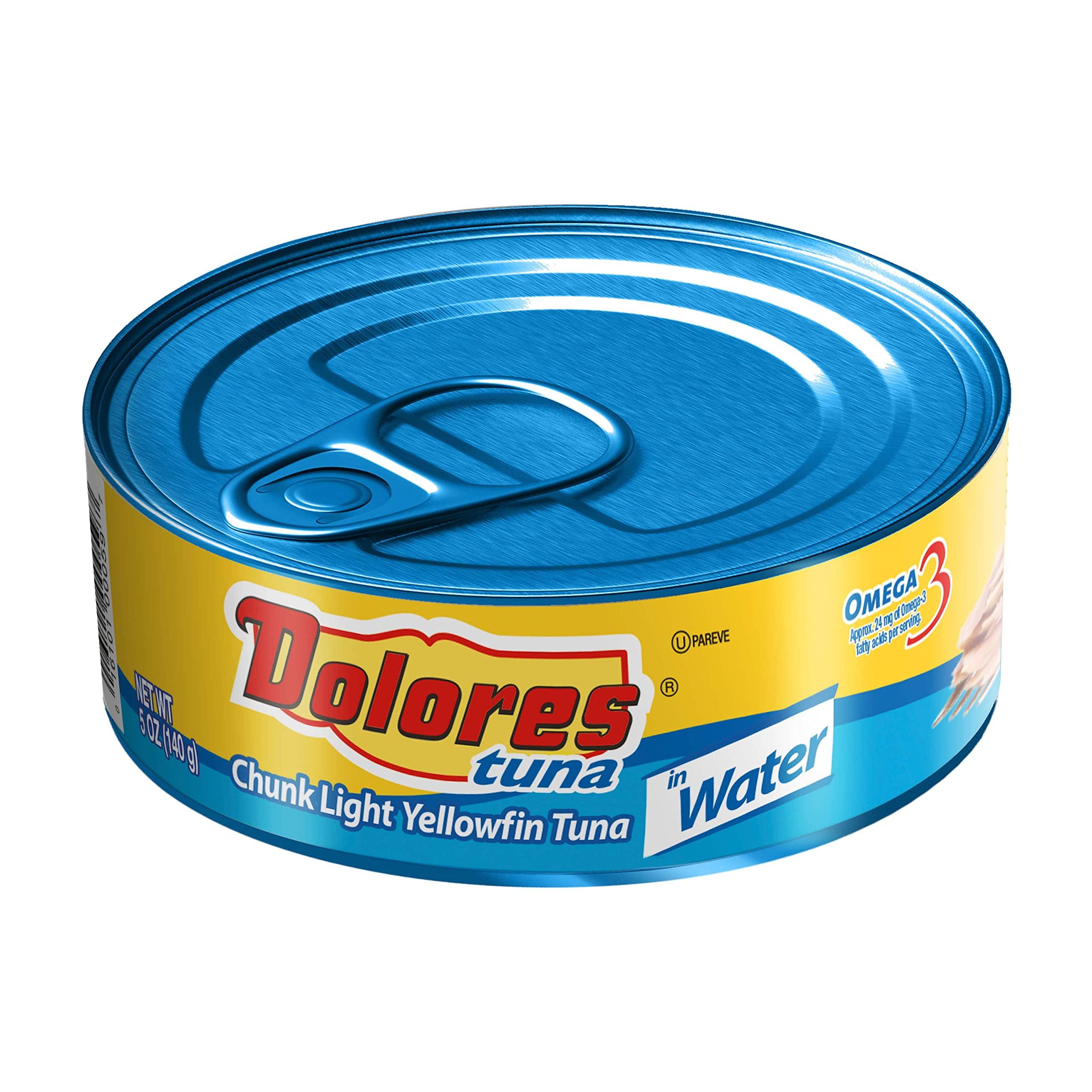 Dolores Dolores Tuna Chunk Light Yellowfin Tuna in Water, 5oz Canned Tuna, 24 Pack