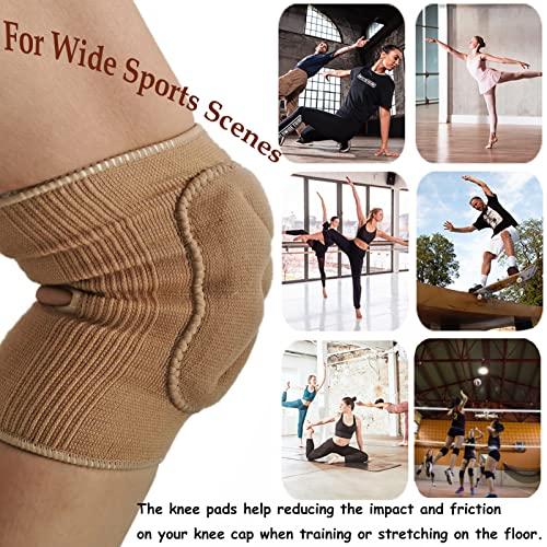 DANCEYOU DANCEYOU Dance Knee Pads Thick Soft Sponge Volleyball Knee Brace for Big Kid Teen Adults Workout Knee Protector Football Pole Dance Yoga Tennis Running, Tan, L
