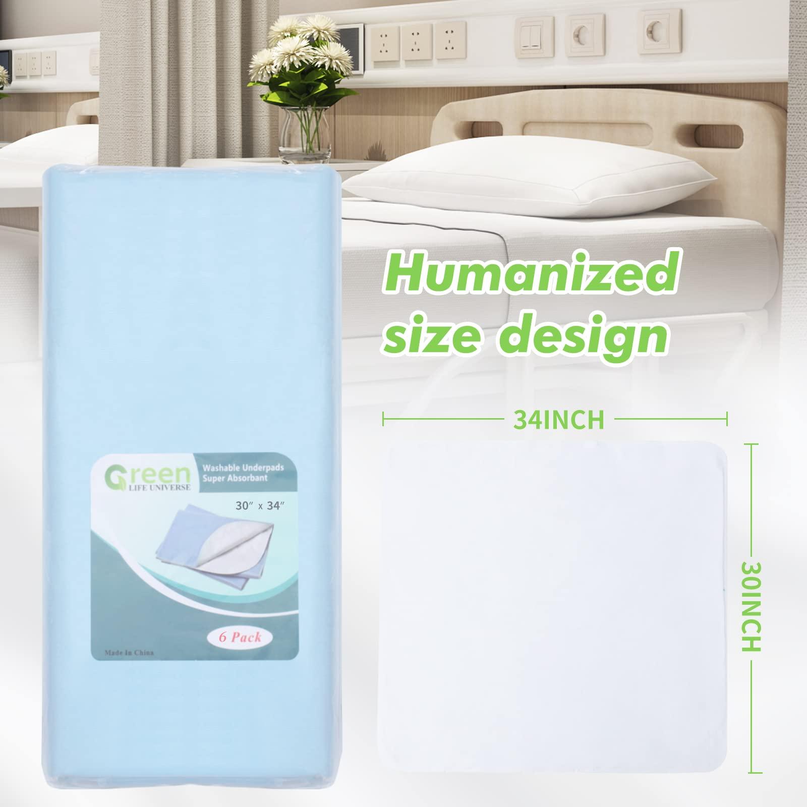 Green life universe 18 Pack Waterproof Underpads Washable Reusable Pet Training Bed Pad Soft Incontinence Adult Senior, 30\" x 34\"