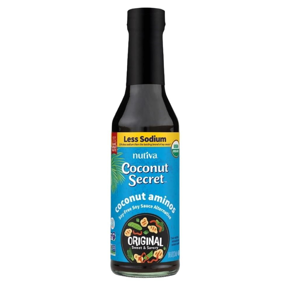 COCONUT SECRET Coconut Secret Coconut Aminos - 8 fl oz - Low Sodium Soy Sauce Alternative, Low-Glycemic - Organic, Vegan, Non-GMO, Gluten-Free, Kosher - Keto, Paleo, Whole 30 - 48 Servings