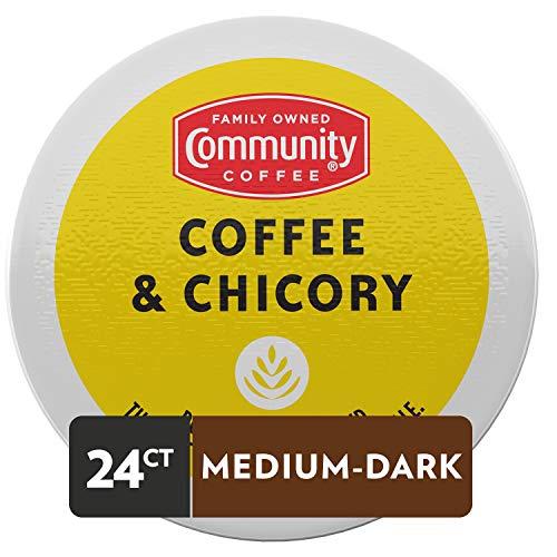 Community Coffee Community Coffee & Chicory 24 Count Coffee Pods, Medium-Dark Roast, Compatible with Keurig 2.0 K-Cup Brewers