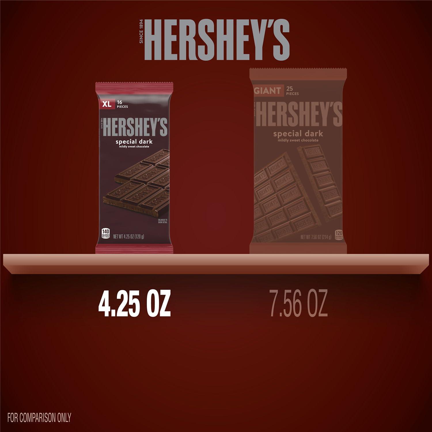 HERSHEY'S HERSHEY\'S SPECIAL DARK Mildly Sweet Chocolate XL, Candy Bar, 4.25 oz (16 Pieces)