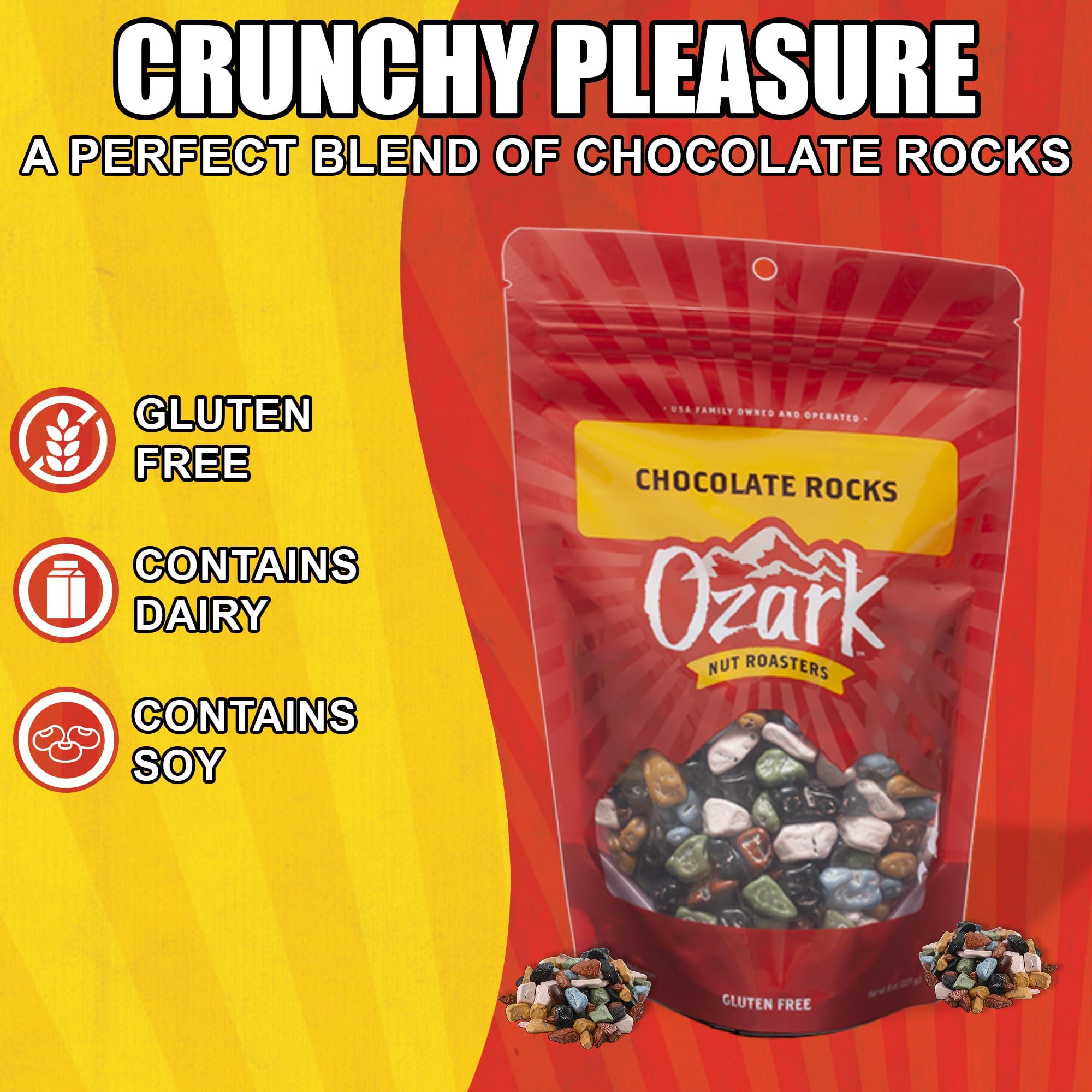 Ozark Nut Roasters OZARK NUT ROASTERS, Chocolate Rocks, Flavored Snack Nuts, World-Class Gourmet Candied Peanuts, Candy-Coated Chocolate Rocks Pack of 1, 0.5lb (8oz)