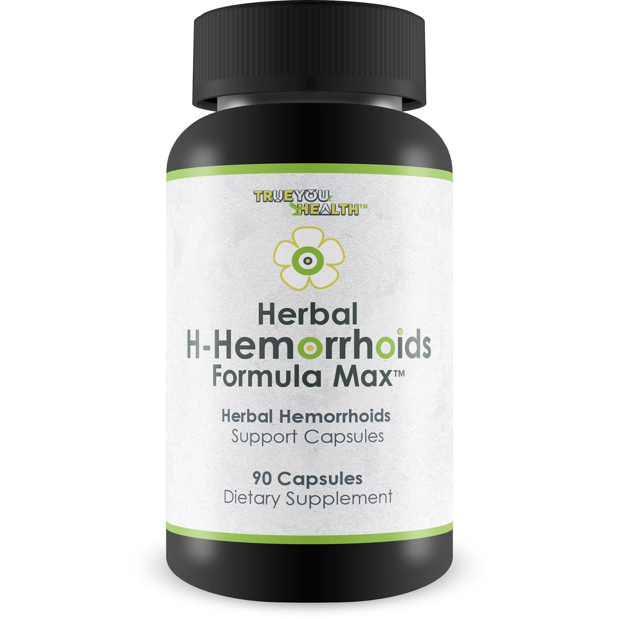 True You Health Herbal H-Hemorrhoids Formula Max - Our Best Herbal Hemorrhoids Treatment - Natural Hemorrhoid Relief Pills - Natural Hemorrhoid Shrinking Treatment - Herbal Hemorrhoidal Treatment Hemorrhoid Pills