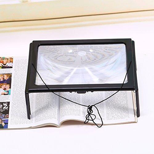 Yosoo Hands Free 3X Magnifying Glass A4 Page with Light LED Magnifier for Reading Readers Book Textbook Magazine Material