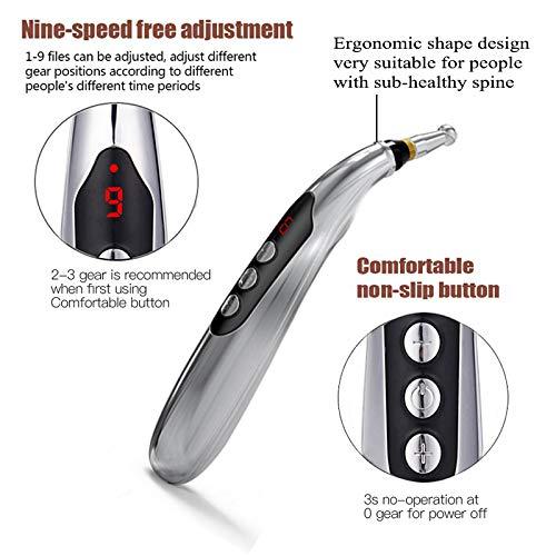 Winnes Acupuncture Pen for Pain Relief, Acupressure Pen Massage Pen Electric Meridian Pen Electronic Acupuncture Pen USB Rechargeable Pain Relief Massage Tool with 3 Massage Heads & 2 Massage Gel