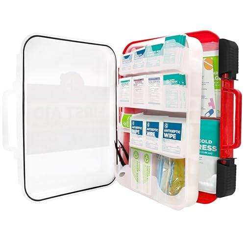 Be Smart Get Prepared Be Smart Get Prepared First Aid Kit Hard Red Case 326 Pieces Exceeds OSHA ANSI Guidelines 100 People. Office, Home, Car, School, Emergency, Survival, Camping, Hunting and Sports, FSA / HSA Approved